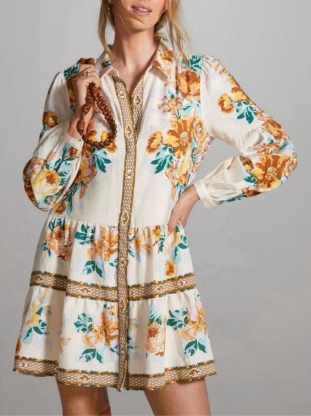 Anthropologie Panel Print Mini Shirtdress Size Medium
